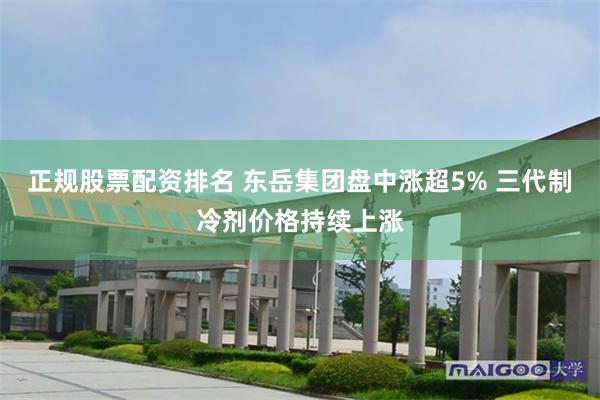 正规股票配资排名 东岳集团盘中涨超5% 三代制冷剂价格持续上