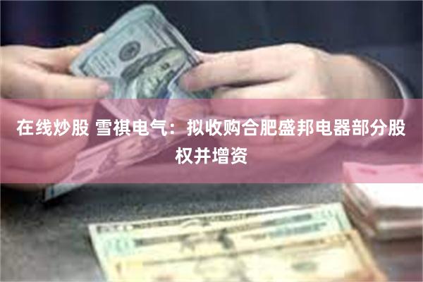 在线炒股 雪祺电气：拟收购合肥盛邦电器部分股权并增资